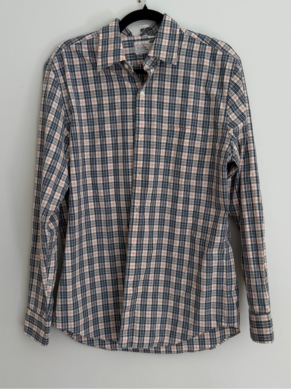 NWOT Men's Long-Sleeve Plaid Button-Down Shirt - Blue & Cream